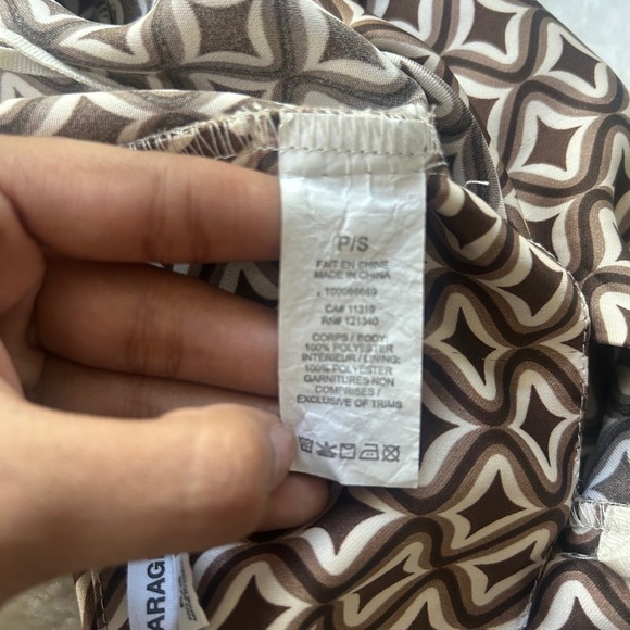 Garage Brown Pattern Scarf Top Retro Print Tie Back Tube Top Small - Picture 7 of 8